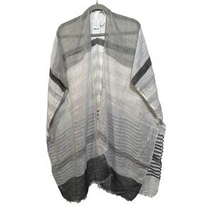 Ava & Aiden Grey Striped Kimono Wrap Cardigan One Size NEW Beach Cover Ups